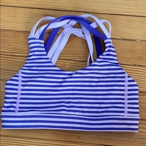 Purple striped lululemon sports bra